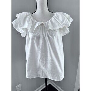 Millie Resort White Ruffled Blouse Size XS EUC